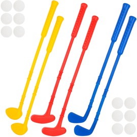 18 Pcs Kids Plastic Mini Golf Set Include 6 Golf Clubs and 12 Balls Mini Golf Clubs Toys for Toddlers Outdoor Indoor Birthday Christmas Party Gifts, 3 Colors