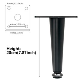 PCOGOX 4 Pack of Metal Furniture Legs 7.87 Inch Straight Adjsutable Legs Modern Furniture Feet As Replacement for Sofa Leg TV Stand Table Cabinet Feet (Black)
