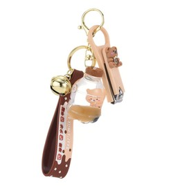 KUPOOL Milk Bottle Nail Clipper Key Chain Portable Bear Ring Drinking Tea Pendant Jewelry Gift for Children Women Girlfriend Trendy Cartoon Animal Bag Backpack Car Keys Pendant, Brown