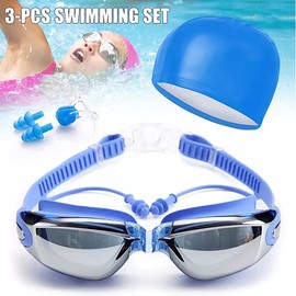 IMLUCKY - Gafas de Natación 5 en 1: Gafas de Natación Antivaho UV Con Tapa de Silicona/Auriculares/Pinzas para La Nariz para Mujeres, Hombres y Adultos(Rosa)