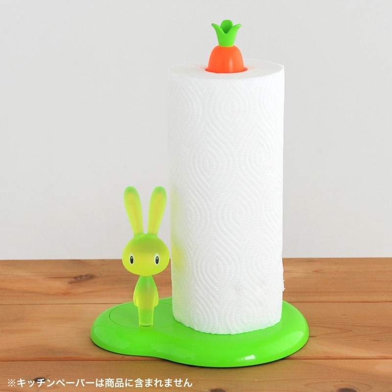 A di Alessi Bunny & Carrot Kitchen Roll Holder, Green