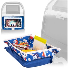 Lusso Gear Airplane Tray Table Cover with Pockets for Toddlers & Kids - Airplanes Pattern - Foldable & Rollable Lap Desk - Toddler Travel Essentials & Plane Activities
