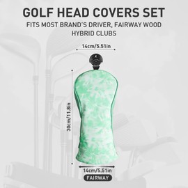 FINGER TEN Golf Club Head Covers for Woods Driver Fairway Hybrid with Interchangeable Number Tag 1 3 5 Premium Leather Headcovers for Women Men (Green, Fairway)