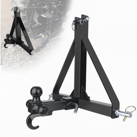 Chelhead 3 Point Hitch Receiver with Tri-Ball Trailer Hitch Drawbar Adapter Category 1 Compatible with Kubota, BX, LM25H, WLM Tractor, NorTrac, Yanmar, Kioti, Cat, John Deere Tractor Accessories