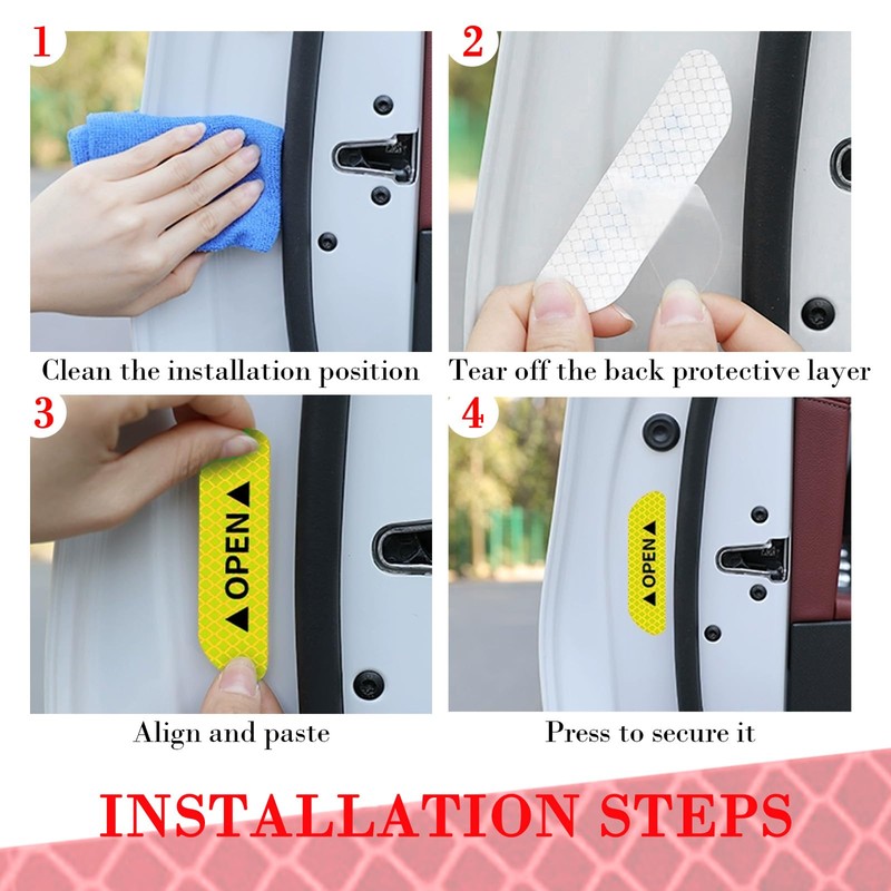 LANZMYAN Universal Door Open Reflective Warning Stickers Auto Open Sign