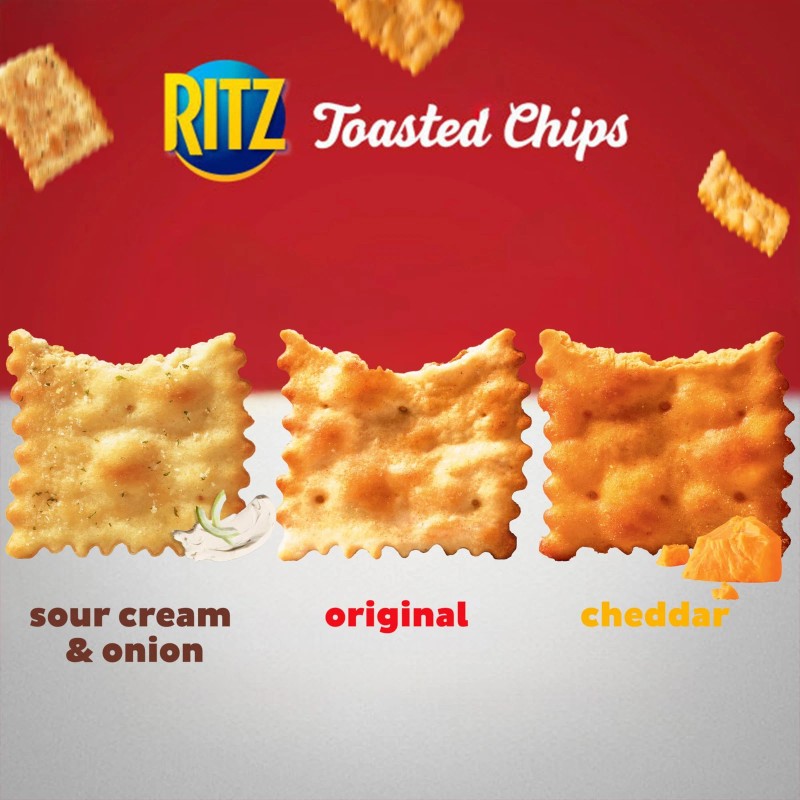 RITZ Toasted Chips Variety Pack 4 Bags Sour Cream Cheddar