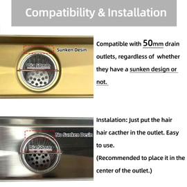 Muschbath Shower Drain Strainer, Hair Catcher, Hair Basket, Debris Strainer for Shower Drains, Hair Trap, Hair Filter with Attachable Lifting Hook, Pack of 2 (for Shower Drain Only)