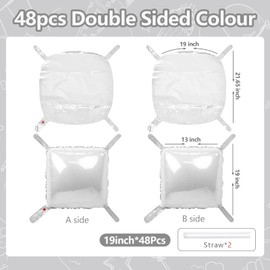 NISOCY 48PCS White Square Foil Balloons Wall Backdrop Double Sided Pearl White Balloons Tunnel Arch Kit for Birthday Wedding Engagement Bridal Baby Shower Party Decoration