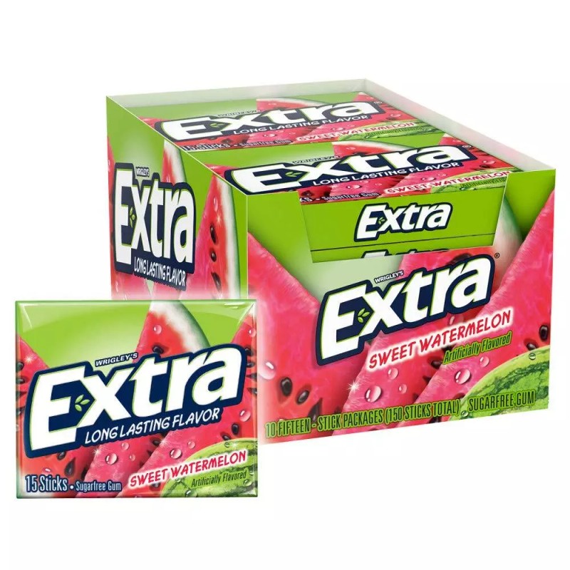 EXTRA Gum Sugarfree Chewing Gum, 15 Pieces (Pack of 10)