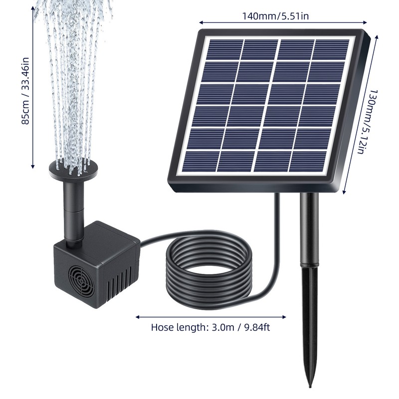 6V 1.5W Solar Water Pump 6 Modes 160L/h 50cm Lifting
