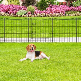 INJOPEXI Garden Fence 6 Panels 11.8ft(L)×24in(H) Decorative Garden Fences with 5 Panels + 1 Gate, Rustproof Metal Wire No Dig Temporary Rabbit Animal Barrier Fencing Dog Fence for Yard Outdoor Patio