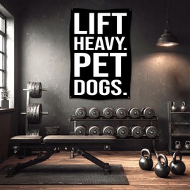 Damdekoli Lift Heavy Pet Dogs Flag - Home or Garage Gym - Weightlifting - Strength Motivation