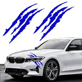 2PCS Claw Mark Decals for Cars,Headlight Car Sticker ,Stripes Scratch Decal Vinyl for Sports Cars SUV Pickup Truck Window Motorcycles ect (Blue)