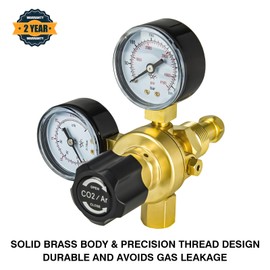 Zistel CO2 Argon Regulator Gauges Gas Welding, 0-4500PSI Argon Gas Regulator for Mig Tig Weld, CGA580 Inlet Connection