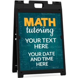 Custom Math Tutoring/Instructor Sandwich Board/A Frame Sign Kit, withTwo Panel Indoor/Outdoor Sign, 18x24 Inches, witha Frame Stand, Made in USA