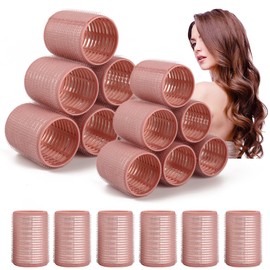 xnicx 18pcs Hair Rollers,Self Grip Ceramic Ionic Thermal Hair Roller Hair Curlers,Large Hair Rollers Curlers for Hair Volume Hair Curling,Hair Curlers no Heat for Long Short Hair(Pink)