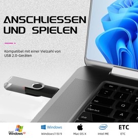 JEVDES USB Stick 4 GB, Pack of 5 Memory Sticks, 4 GB USB 2.0 Flash Drive, USB Memory Stick, Pendrive Data Storage with Lanyard (Pack of 5)