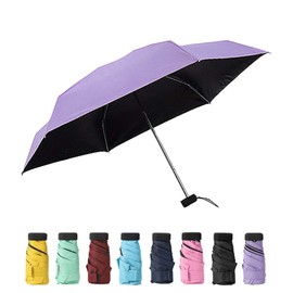 TopTie Mini Travel Umbrella, Compact Sun & Rain Umbrella with UV Protection (Purple)