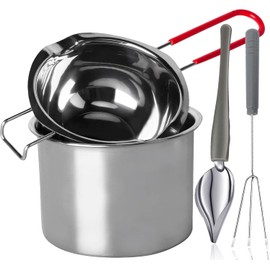 Stainless Steel Double Boiler Melting Pot with Heat Resistant Handle, Large Capacity Chocolate Melting Pot for Butter Candy Butter Cheese, Candle Making (600/1600ML)