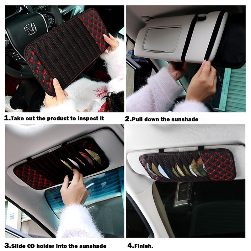 2PCS Car CD Holder Storage Case, Car/Truck/SUV Sun Visor Organizer,