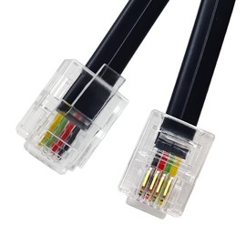 XANHAM Phone Cable 6 Feet Telephone Line Cord with RJ11 6P4C Connectors for Landline Phone, Fax Machine and Modem, for Both in-Wall and Out-Wall Using, Black, AV04603