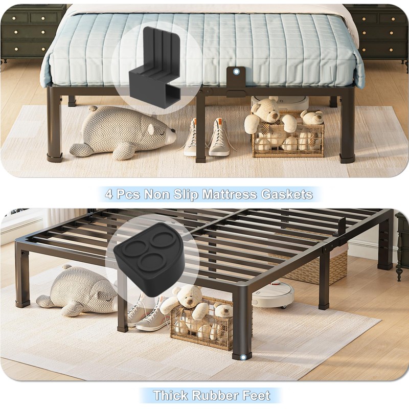 18 inch King Size Bed Frame with Round Corner Legs