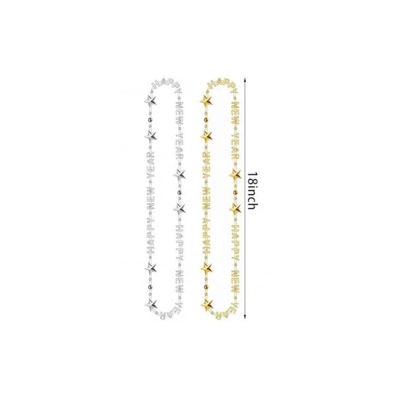 New Year Metallic Beads Star Necklaces Gold Silver Black for