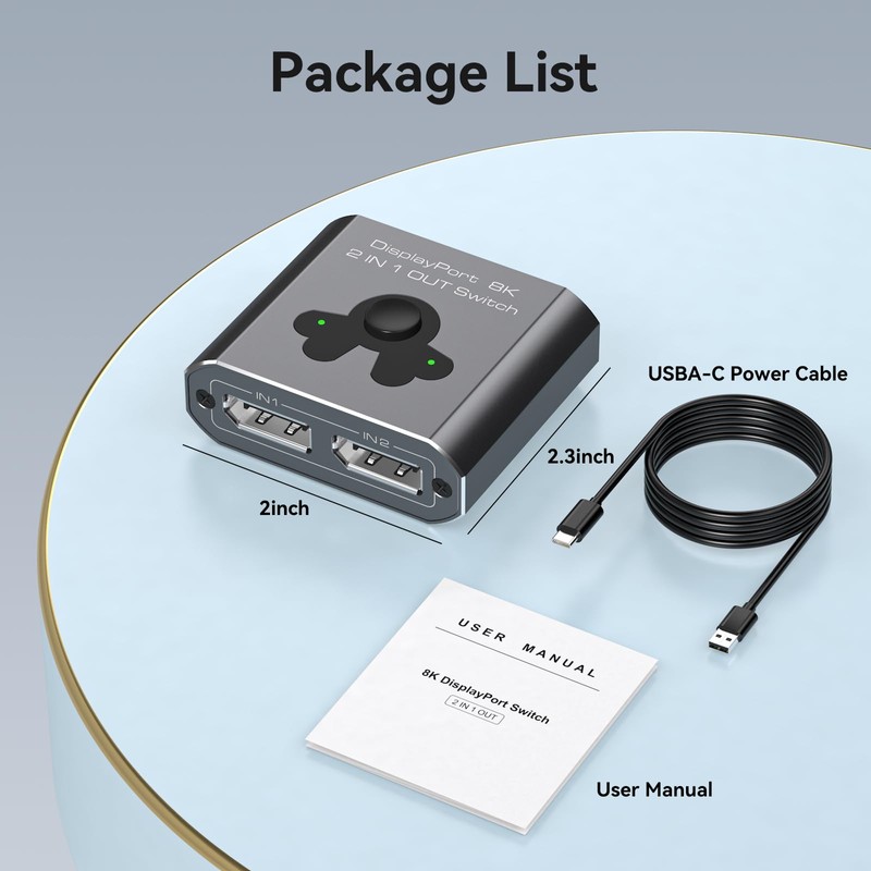 PVBCTCSID 8K DisplayPort Switch 2 In 1 Out 4K144Hz DP