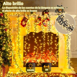 DOSYU Series de Luces Navideñas, 500 LED con Control de 8 efectos, Luces Navideñas para Decoración de Casa, Comercios, Jardines, Bodas, Fiesta. (500LED, 8M Warm White)