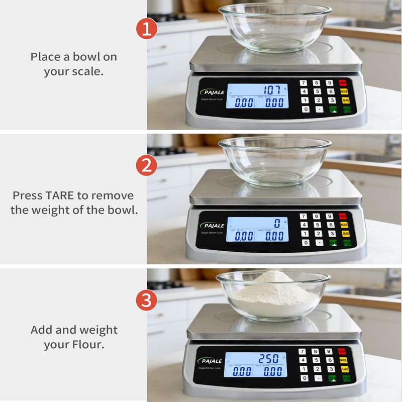 Large Food Scale 110 lb, Commercial Kitchen Scale 50kg with
