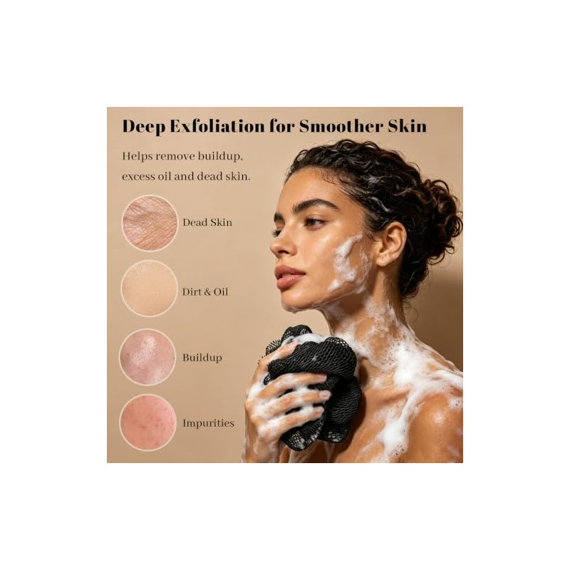 Esponja Red Africana Auténtica Exfoliante Baño Corporal Accesorios Ducha Negro