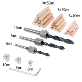 AUTOTOOLHOME Drill Guide Set, For Woodworking, Vertical Drilling Guide, 0.3 inches (6, 8, 10 mm), Dowel Hole Guide, HSS Drill Bit, Japanese Instruction Manual Included