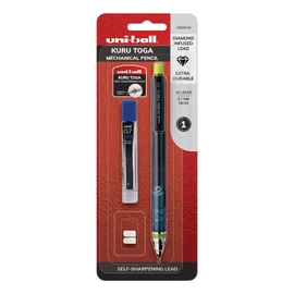 uni-ball Kuru Toga Mechanical Pencil with 0.7 mm Lead Refills & Pencil Erasers; HB #2