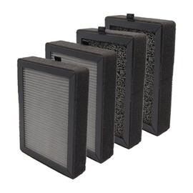 4 packs Replacement for levoit Purifier,suit for LV-H128,3-Stage Filtration System Activated Carbon Filter, Fit for PUURVSAS HM669A / ROVACS RV60, black