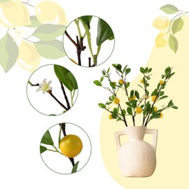 ucky Artificial Lemon Branches，4pcs of 27 Inch, Realistic Green Leaves and Yellow Lemon Fruit, Spring Summer Decoration Plants, Kitchen Decor Plants, Home Decor Plants，Greenery Stems