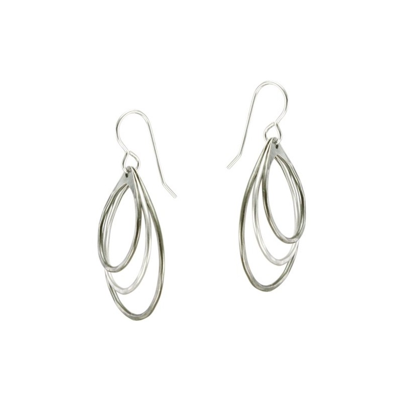 Marjorie Baer Tiered Teardrop Earring in Silver and Antique Silver