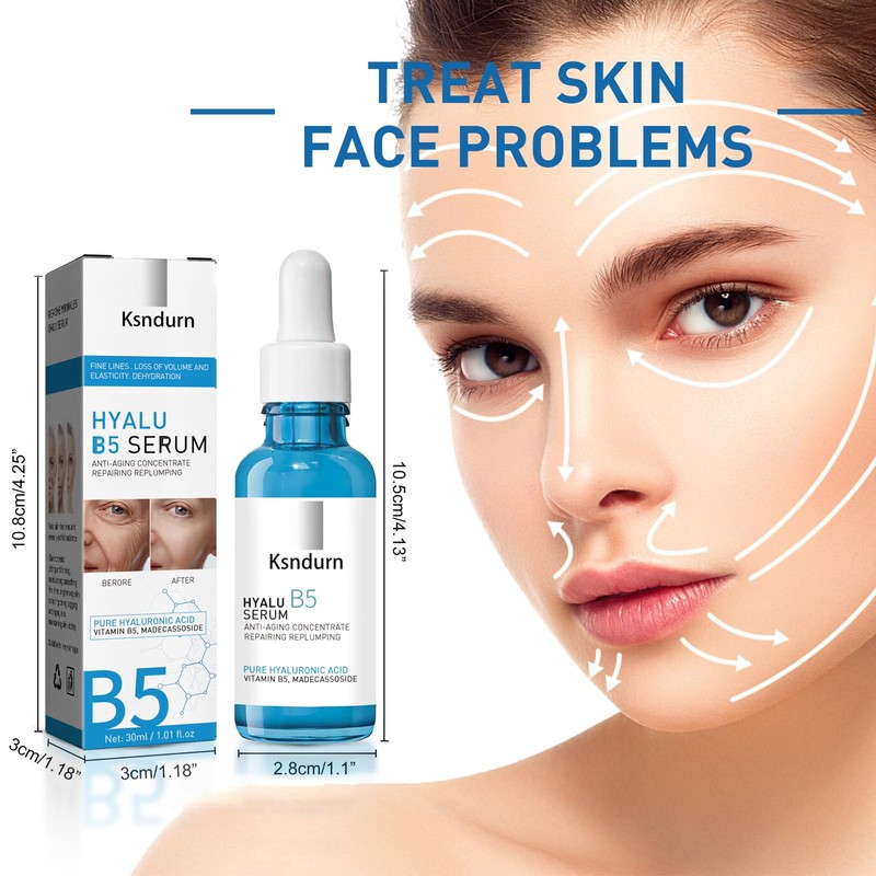 2Pcs Hyalu B5 Serum, Ksndurn Face Serum Concentrate, Hyaluronic Acid