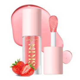 Jolilab Lipstick Primer Fruit Lip Oil,Hydrating Lip Glow Oil Plumping Glass Finish Moisturizing Lip Gloss Lip Tint Fruit Extract Lip Oil Tinted for Dry Lip and Lip Care(Strawberry Flavor)