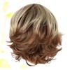 FOMIYES Gradient Rose Wig Curly Bangs Short Length Natural Looking