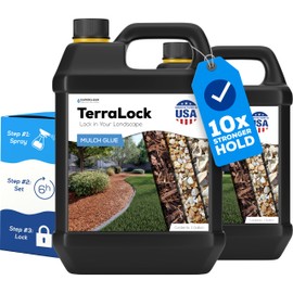 Superclear TerraLock Mulch Glue for Landscaping, 2 Gallon Rock Glue. Made in USA, Easy Spray, Easy Hold. Perfect for Mulch, Pea Gravel, Rock, Straw and Stone, Pega para Piedras de Jardin