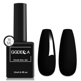 GGDECA 15ml Black Gel Nail Polish, 1Pcs Black Gel polish, Black Nail Polish Gel, High Gloss U V Soak Off Nail Gel Polish, DIY Sparkle French Manicure Salon