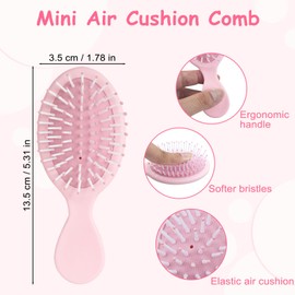 8 Pcs Mini Brush for Hair, Mini Wet Brush Travel Detangling Brush for Kids, Small Hair Brushes for Women and Men of All Ages, Air Cushion Massage Comb for Travel, Home, Work, School and Gym (8 Colors)