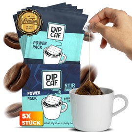 Dipcaf® Drip Coffee, 5 pieces - 50 g, power bag with intense taste, high-quality filter coffee in a practical bag, ideal coffee gift set for coffee lovers