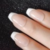 French Tip White Medium Coffin Press On Nails - Glue