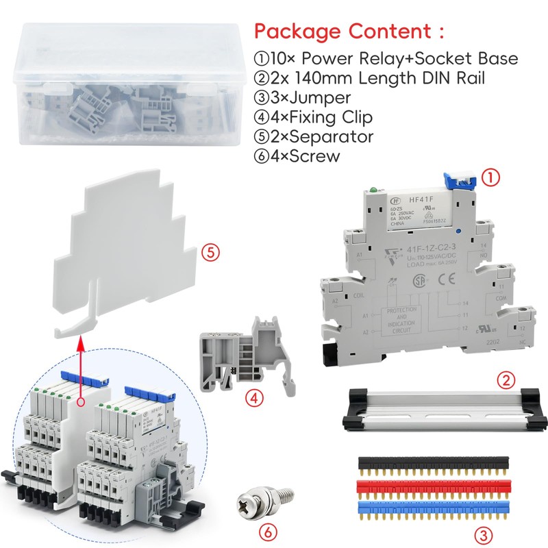 UL Listed 10Pcs Electromechanical Relay Power Relay 110V-120V AC/DC HF41F/60-ZS
