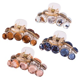 Beavorty 4pcs Elegant Jaw Clips Stylish Transparent Crystal Hair Accessories for Ponytails for Daily Wear and Festivals Includes White Blue Colors