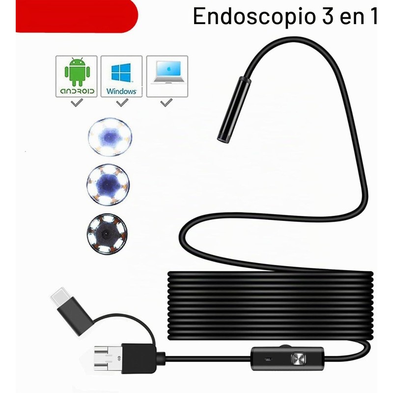Naroote Camara Endoscopica, 5 m Endoscopio USB Otoscopio Digital con