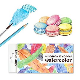 12 Macaron Colors watercolor pencils - Water Soluble Pre-sharpened Wooden Colored Pencil Set for Adults Coloring Books Drawing Sketching Art Supplies, No Duplicates