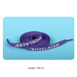 Borsgye 4 Pairs Shoelaces Text Printed Flat Shoelaces Athletic Shoe Laces Replacement Wide Thick Solid Color Strings for Sneakers Sports Shoe Boots Skate Laces Swap 1.2M - Black White Purple Blue