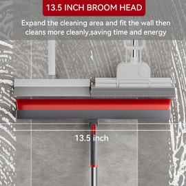 UPRefine Multifunction Magic Broom 180 Degree Rotating Sweep and Scrape 2 in 1 Household Cleaning Air Broom with Adjustable Long Handle TPR Floor Squeegee Broom for Floor,Pet Hair,Glass